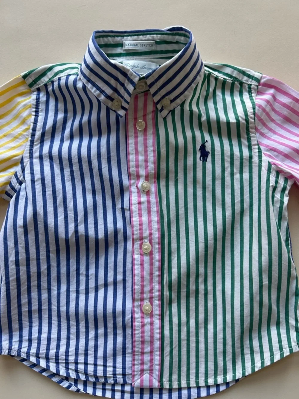 Ralph Lauren Blue, Green & Pink Striped Button-Down Shirt size 18M boy